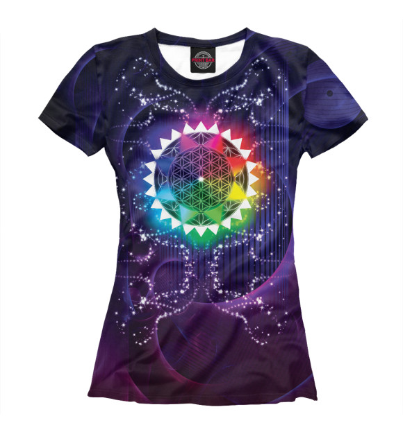 Женская футболка с изображением Sacred Star Geometry цвета Белый