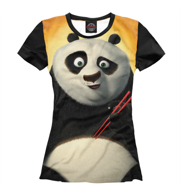 Женская футболка с изображением Кунг-Фу Панда цвета Белый