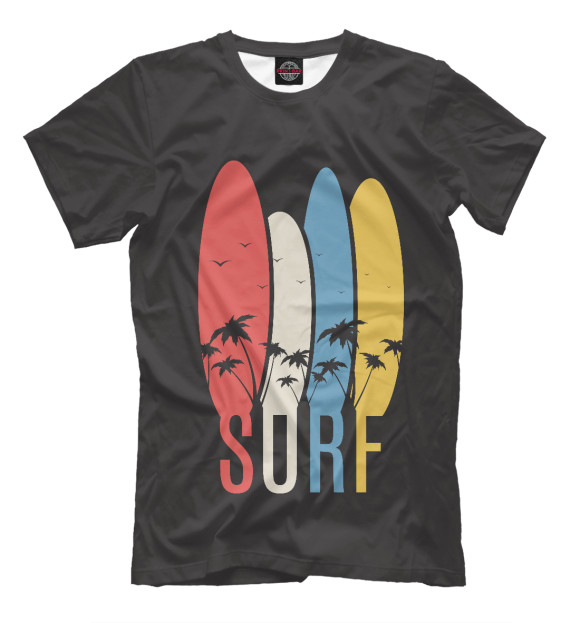 Мужская футболка с изображением SURF цвета Молочно-белый