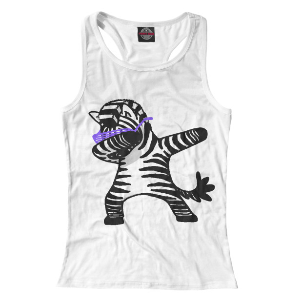 Женская майка-борцовка с изображением zebra dab цвета Белый