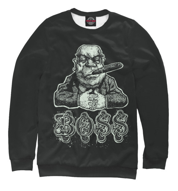 Женский свитшот с изображением Босс цвета Белый