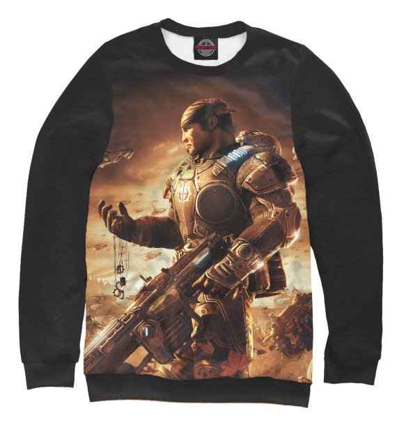Женский свитшот с изображением Gears of War 2 цвета Белый