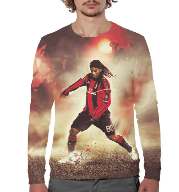 Мужской свитшот с изображением Роналдиньо цвета Белый