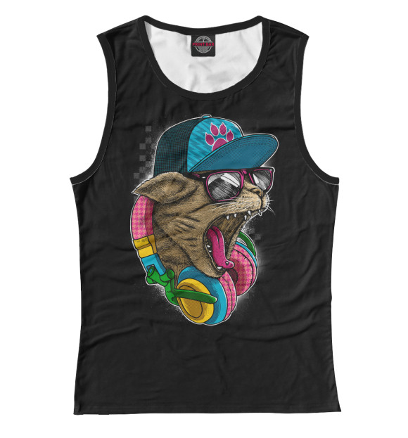 Майка для девочки с изображением Cool Cat цвета Белый