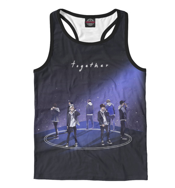 Мужская майка-борцовка с изображением BTS цвета Белый