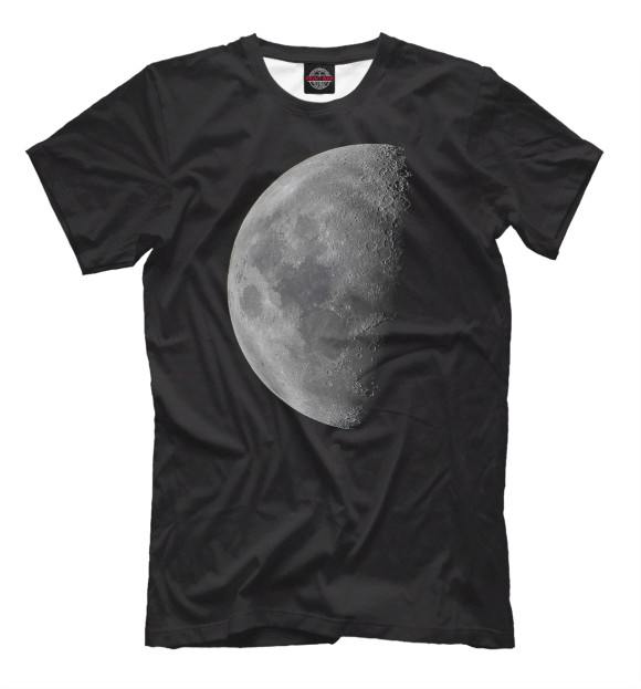 Мужская футболка с изображением Луна цвета Черный