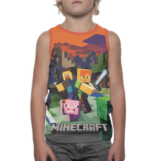 Майка для мальчика с изображением Minecraft цвета Белый