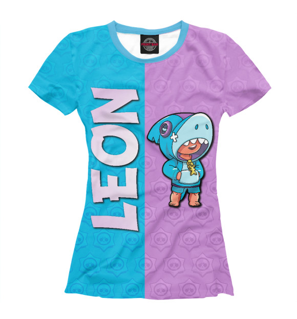 Футболка для девочек с изображением Leon Shark цвета Белый