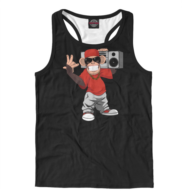 Мужская майка-борцовка с изображением Горилла с магнитофном цвета Белый