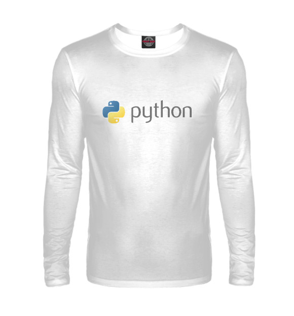 Мужской лонгслив с изображением Python Logo цвета Белый