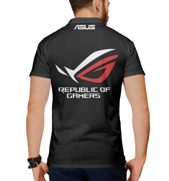 Мужское поло с изображением Asus Republic of Gamers цвета Белый