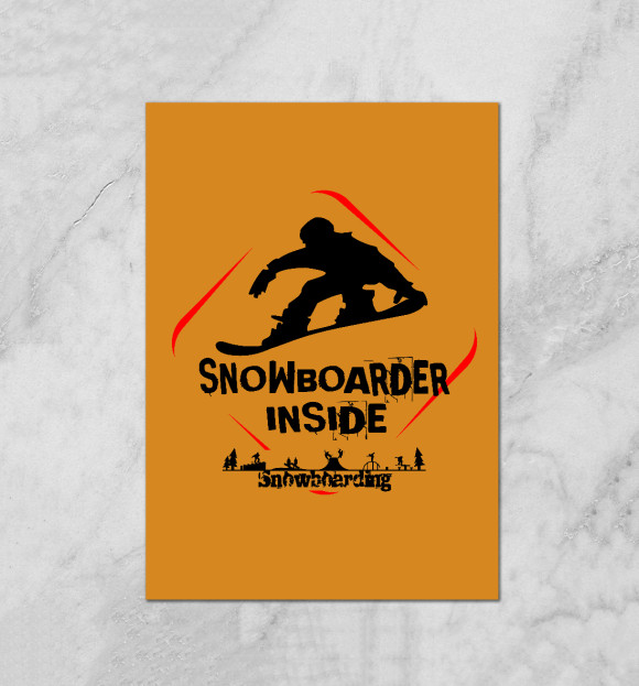Плакат с изображением Snowboarder Inside цвета Белый