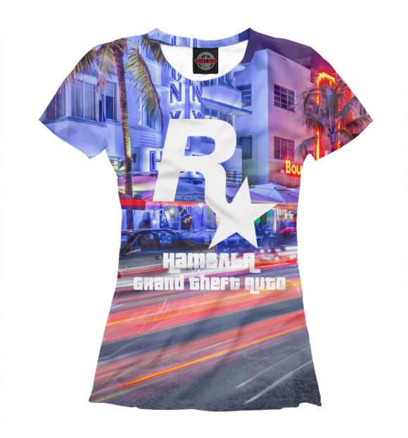 Футболка для девочек с изображением Наталья в стиле GTA цвета Белый