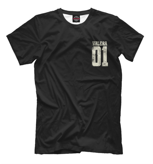 Мужская футболка с изображением Валера 01 цвета Черный