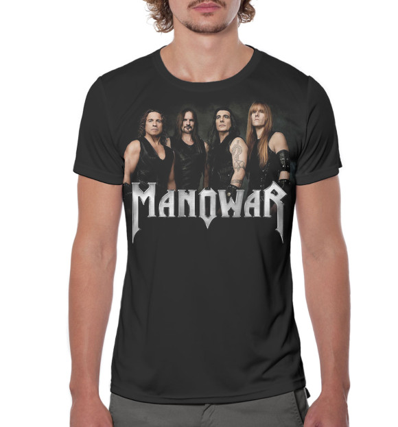 Мужская футболка с изображением Manowar цвета Белый