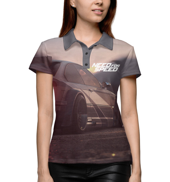 Женское поло с изображением Need For Speed цвета Белый
