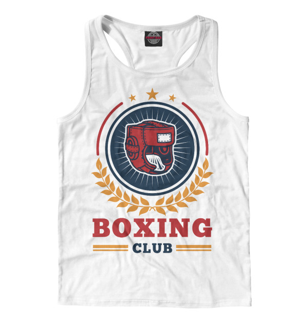 Мужская майка-борцовка с изображением Бокс цвета Белый