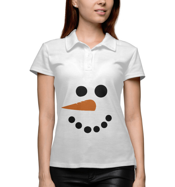 Женское поло с изображением Снеговик минимализм цвета Белый