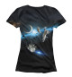 Женская футболка Летящие коты в космосе