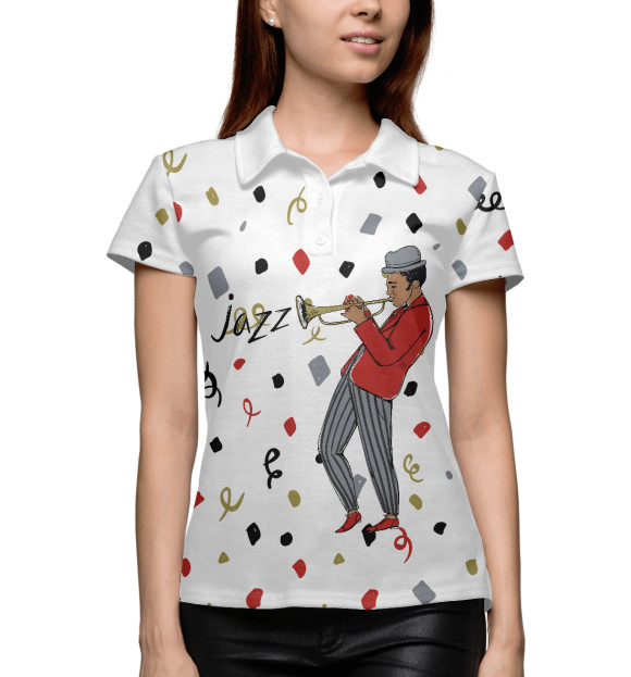 Женское поло с изображением Jazz цвета Белый
