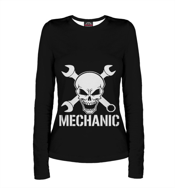 Женский лонгслив с изображением Mechanic цвета Белый