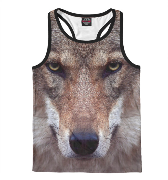 Мужская майка-борцовка с изображением Волчий взгляд цвета Белый