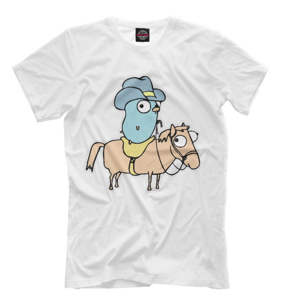 Футболка для мальчиков с изображением Gopher on a horse – white цвета Молочно-белый