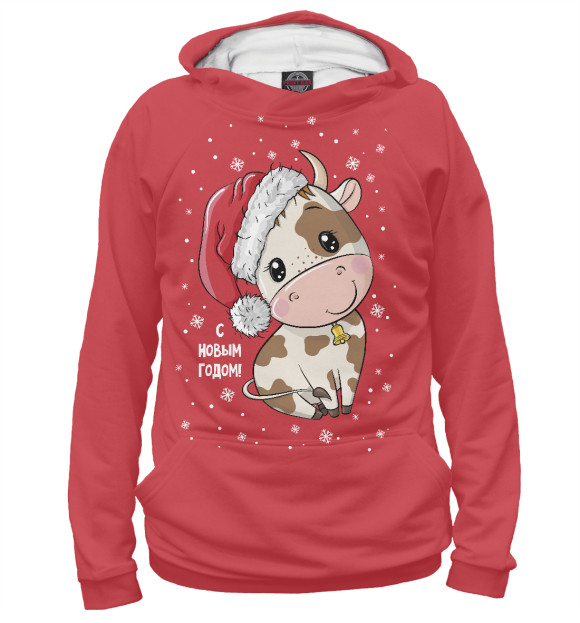 Мужское худи с изображением С новым годом цвета Белый