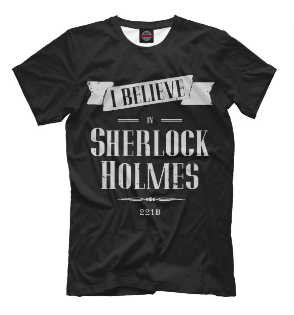 Мужская футболка с изображением Sherlock цвета Черный