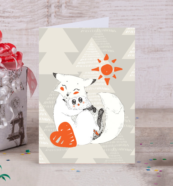Открытка с изображением Cute Fox цвета Белый