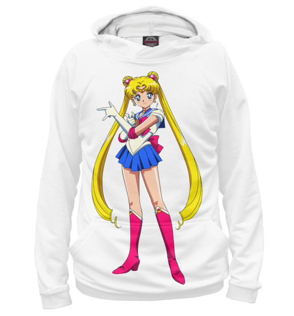 Мужское худи с изображением Sailor Moon цвета Белый