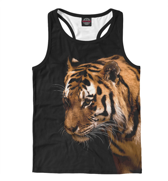 Мужская майка-борцовка с изображением Тигр реализм цвета Белый