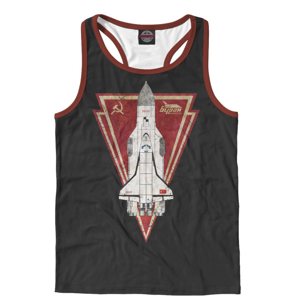 Мужская майка-борцовка с изображением Буран цвета Белый