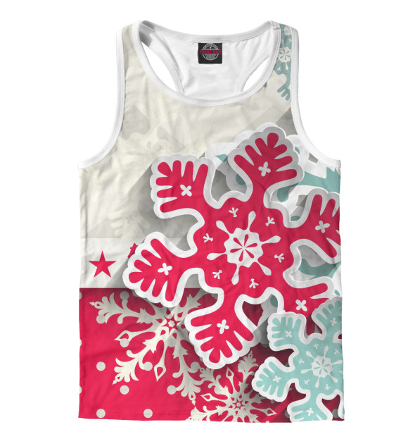 Мужская майка-борцовка с изображением Снежинки цвета Белый