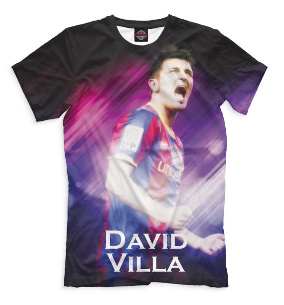 Мужская футболка с изображением Давид Вилья цвета Молочно-белый