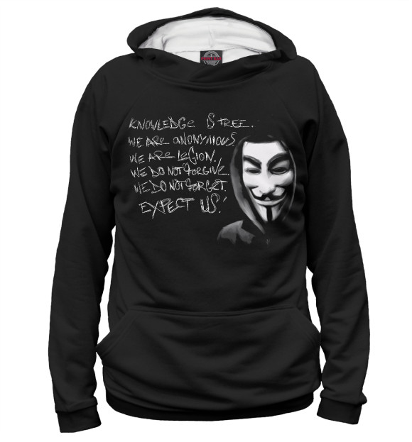 Худи для девочки с изображением Anonymous - One цвета Белый