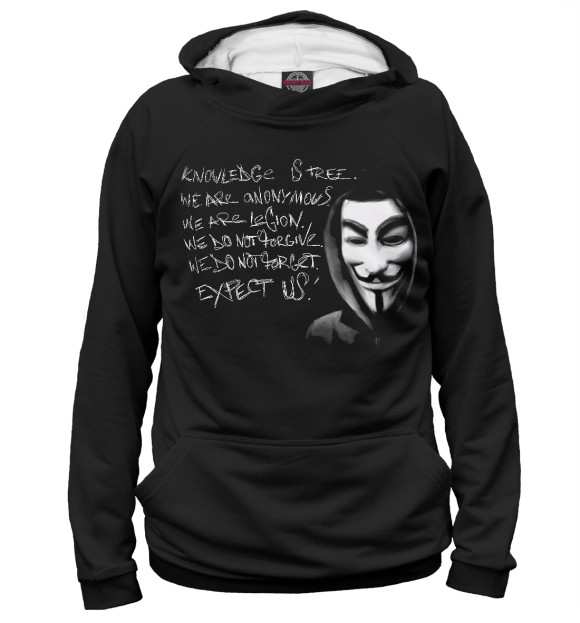 Женское худи с изображением Anonymous - One цвета Белый