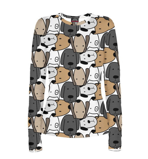 Женский лонгслив с изображением Собачки цвета Белый