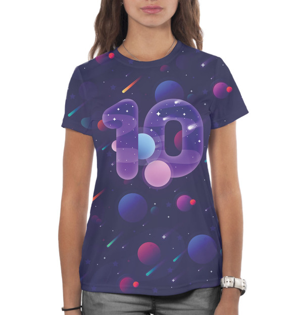 Женская футболка с изображением 10 лет цвета Белый