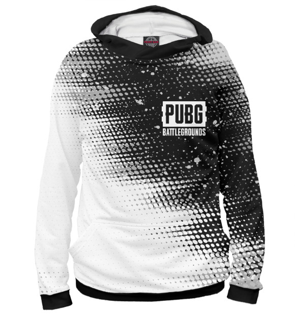Мужское худи с изображением PUBG: Battlegrounds - Halftone цвета Белый