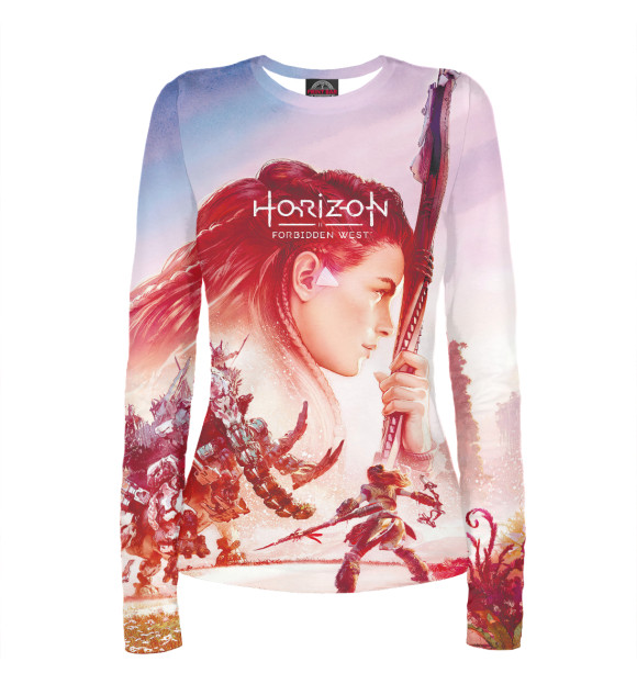 Женский лонгслив с изображением Horizon Forbidden West цвета Белый