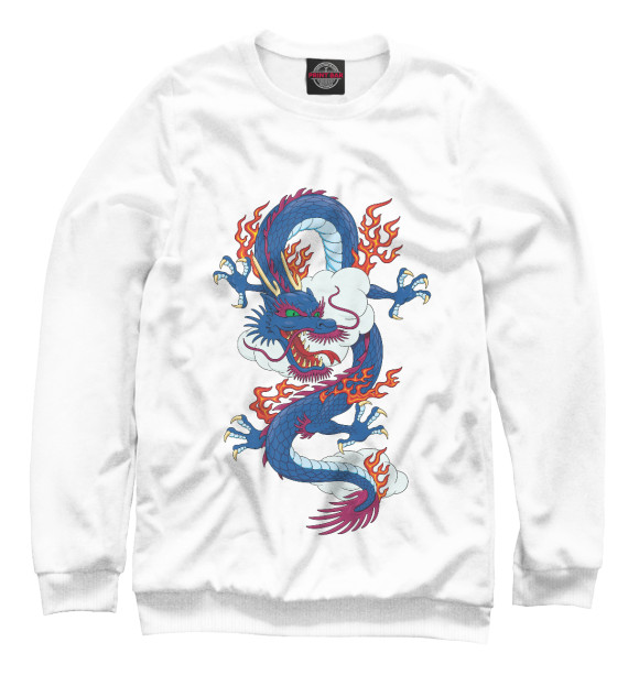 Мужской свитшот с изображением Китайский дракон цвета Белый
