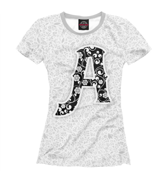Женская футболка с изображением Заглавная А цвета Белый
