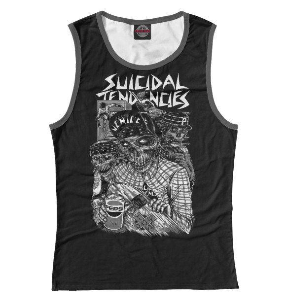 Женская майка с притом Suicidal Tendencies Band цвета Белый Женская майка с изображением Suicidal Tendencies Band цвета Белый