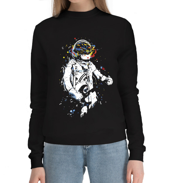 Женский хлопковый свитшот с изображением Space rock цвета Черный