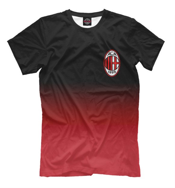 Мужская футболка с изображением Milan Red&Black цвета Черный