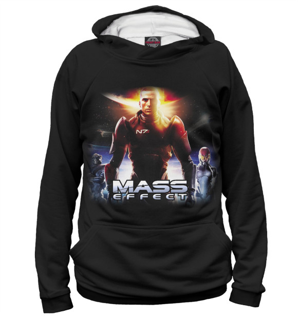 Мужское худи с изображением Mass Effect цвета Белый