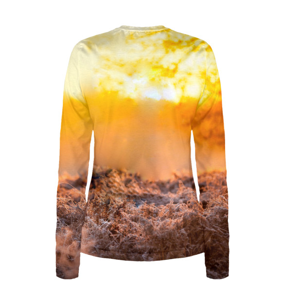 Женский лонгслив с притом Олень цвета Белый Женский лонгслив с изображением Олень цвета Белый