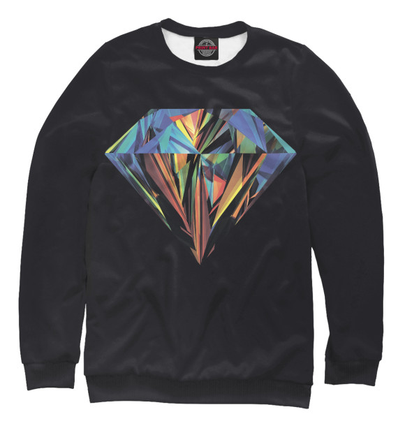 Свитшот для девочек с изображением Алмаз цвета Белый