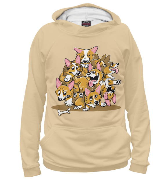 Женское худи с изображением Корги цвета Белый